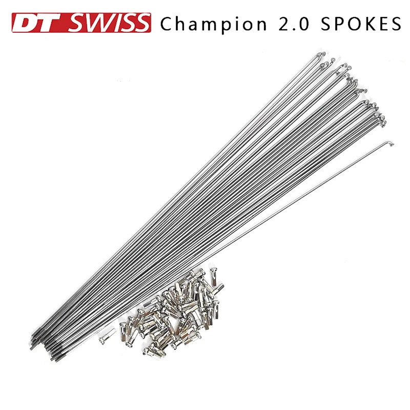 

Bicycle Spokes DT Swiss Champion 2.0 Round Spokes J-bend/straight Pull Head Bicycle Spokes Silver Bicycle Spokes with Copper Cap
