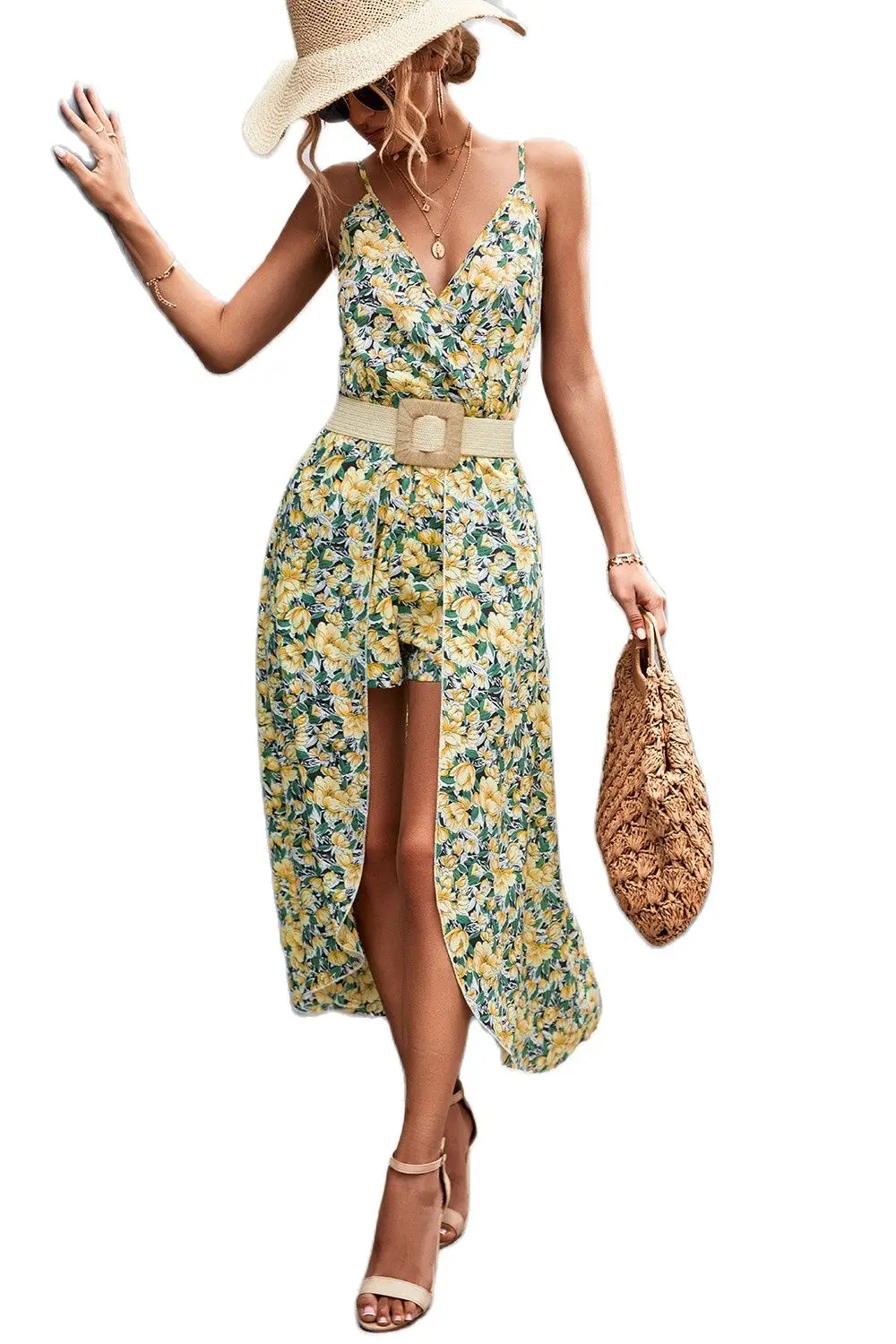 

Летняя новая сексуальная женская одежда с принтом и V-образным вырезом