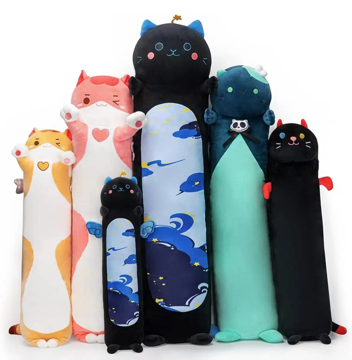 New Cute Soft Long Cat Pillow Plush Toys Stuffed Pause Office Nap Pillow Bed Sleep Pillow Home Decor Gift Doll for Kids Girl
