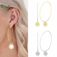 925 sterling silver needle vintage large hoop earrings for women simple fashion gold earrings wedding luxury jewelry gifts
