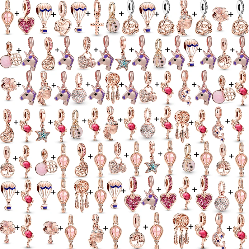 

2 шт./лот браслеты из розового золота с изображением единорога и журавля, гелиевые шарики, ожерелья, браслеты для женщин и мужчин, ювелирные изделия, подарки, аксессуары