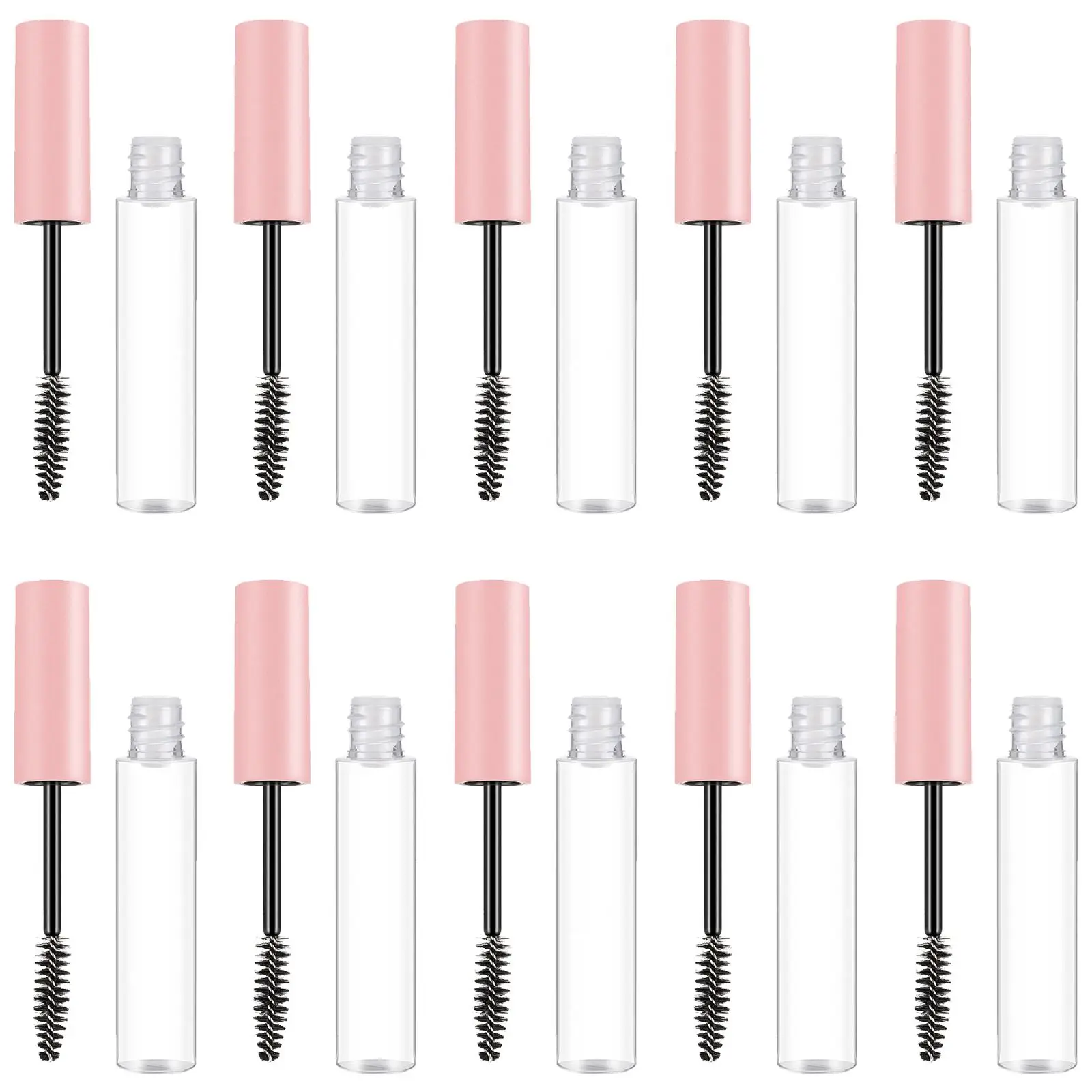 

10PCS 10ml Lip Gloss Eyeliner False Eyelashes Glue Bottle Lip Glaze Empty Tube With Wand Mascara DIY Cosmetic Container Pink