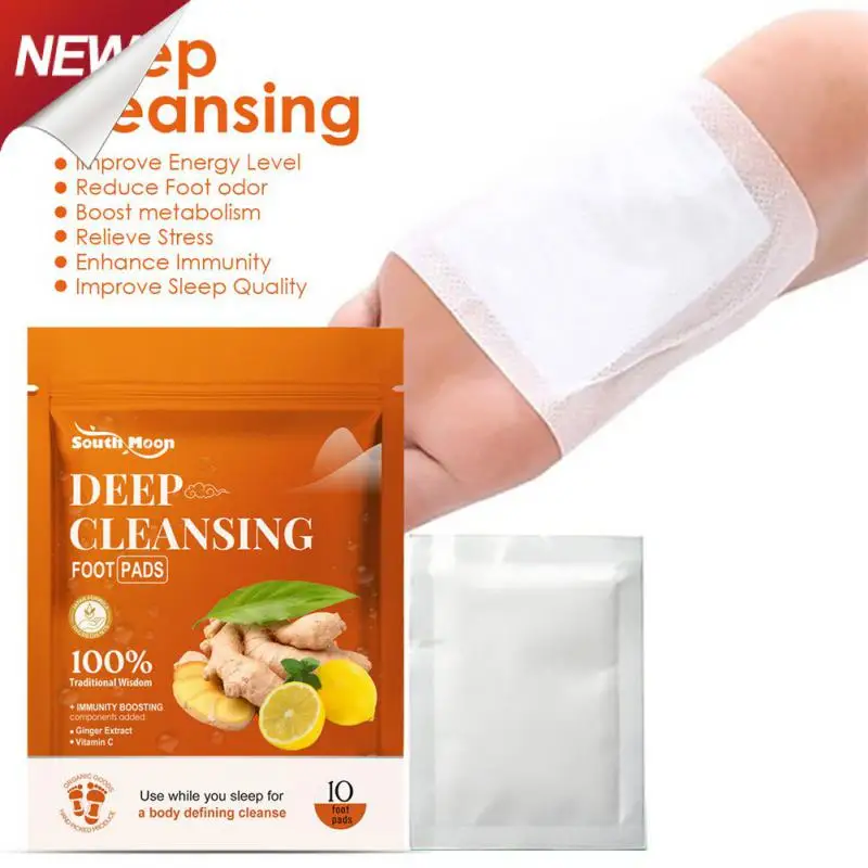 

10/12/Detox Foot Patches Ginger Cleansing Foot Pads Remove Dampness Toxins Relieve Stress Improve Sleep Body Foot Care