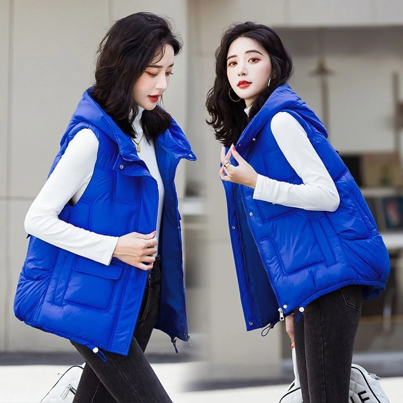 

Sungtin новый зимний стеганый жилет для женщин водонепроницаемый утепленный жилет с капюшоном корейская мода жилет без рукавов с хлопковой подкладкой куртка