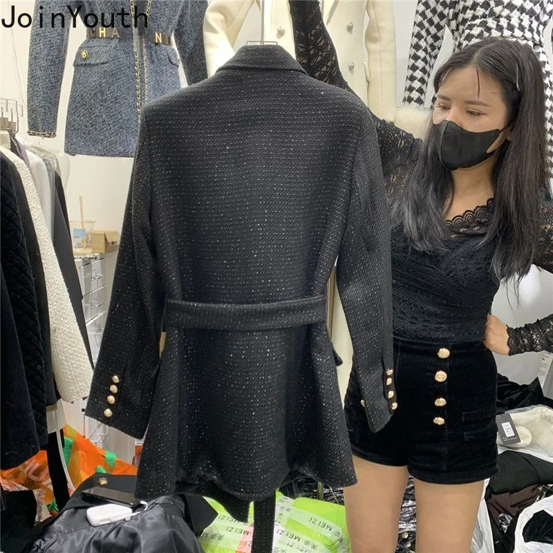 Зимнее пальто женская одежда толстое шерстяное 2024 толстая двубортная бандажная