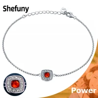 new 925 sterling silver square chain bracelet colorful cubic zirconia geometric bangle for women fine jewelry anniversary gift