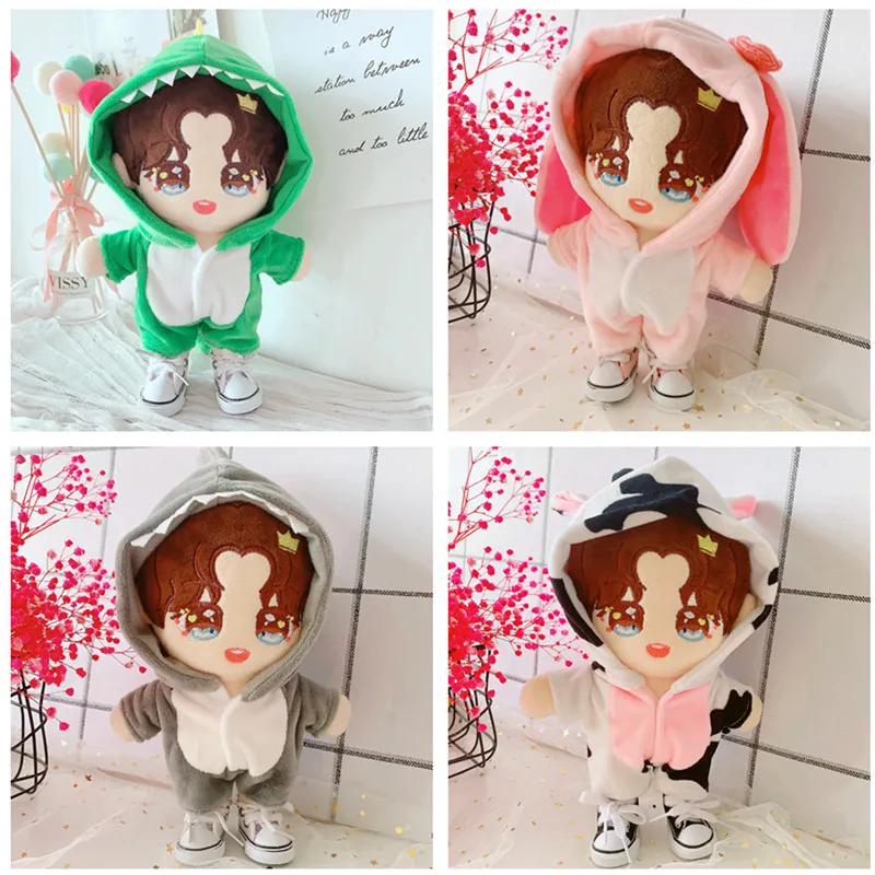

20cm doll clothes Lovely dinosaur shark cow bodysuit pajamas suit dolls accessories Korea Kpop EXO idol Dolls gift DIY Toys