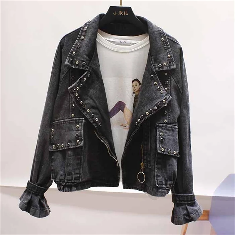 Куртка женская джинсовая в Корейском стиле свободная ветровка гонконгском с