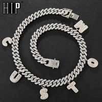 hip hop a z custom baguette letter with 12mm full iced out prong cuban chain bling rapper necklaces bracelet for men jewelry