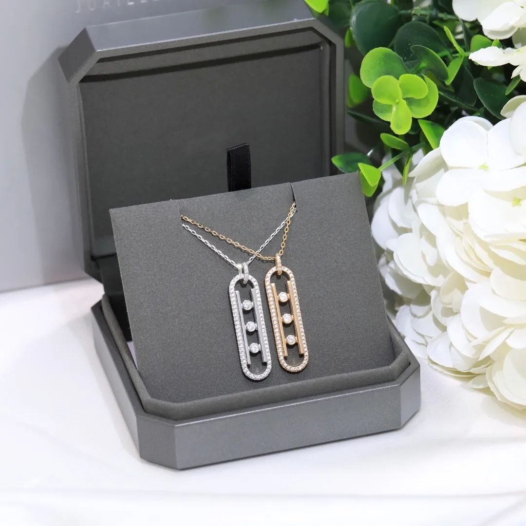

High Fashion Boutique 100% 925 Sterling Silver Moving Stone Pendant Necklace Women Jewelry Wedding Gifts