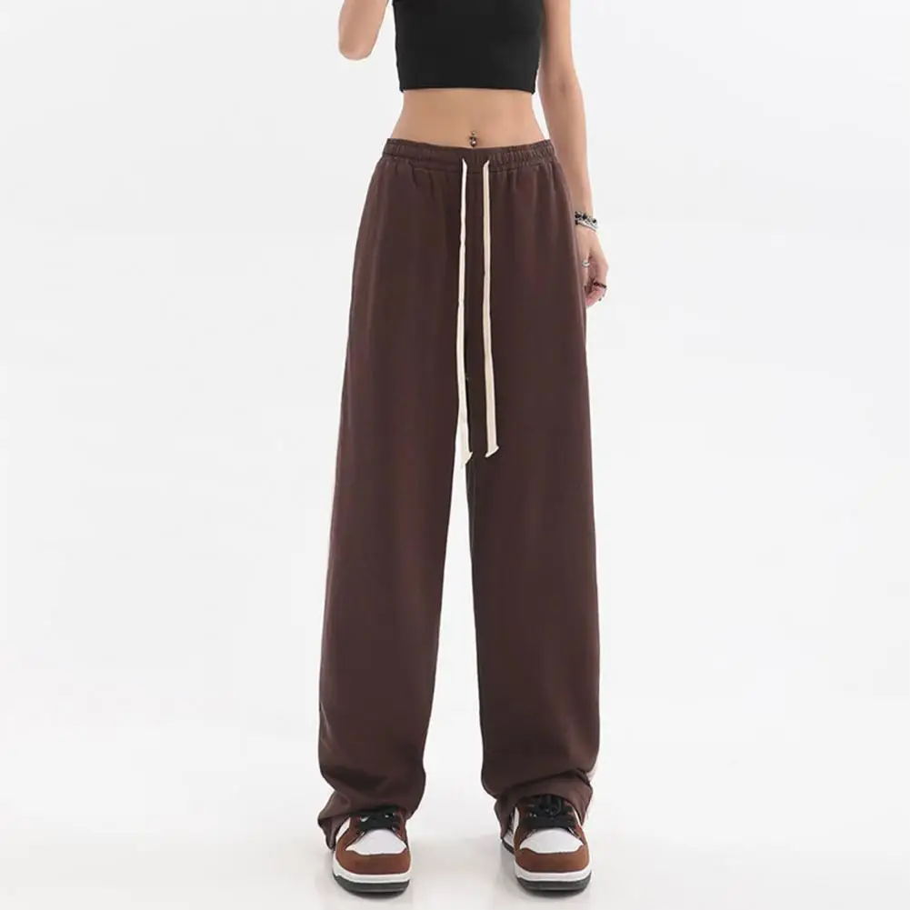 

Брюки женские прямые с широкими штанинами, с принтом в полоску сбоку, с завышенной талией и эластичным шнурком, уличная одежда в стиле хип-хоп, лето