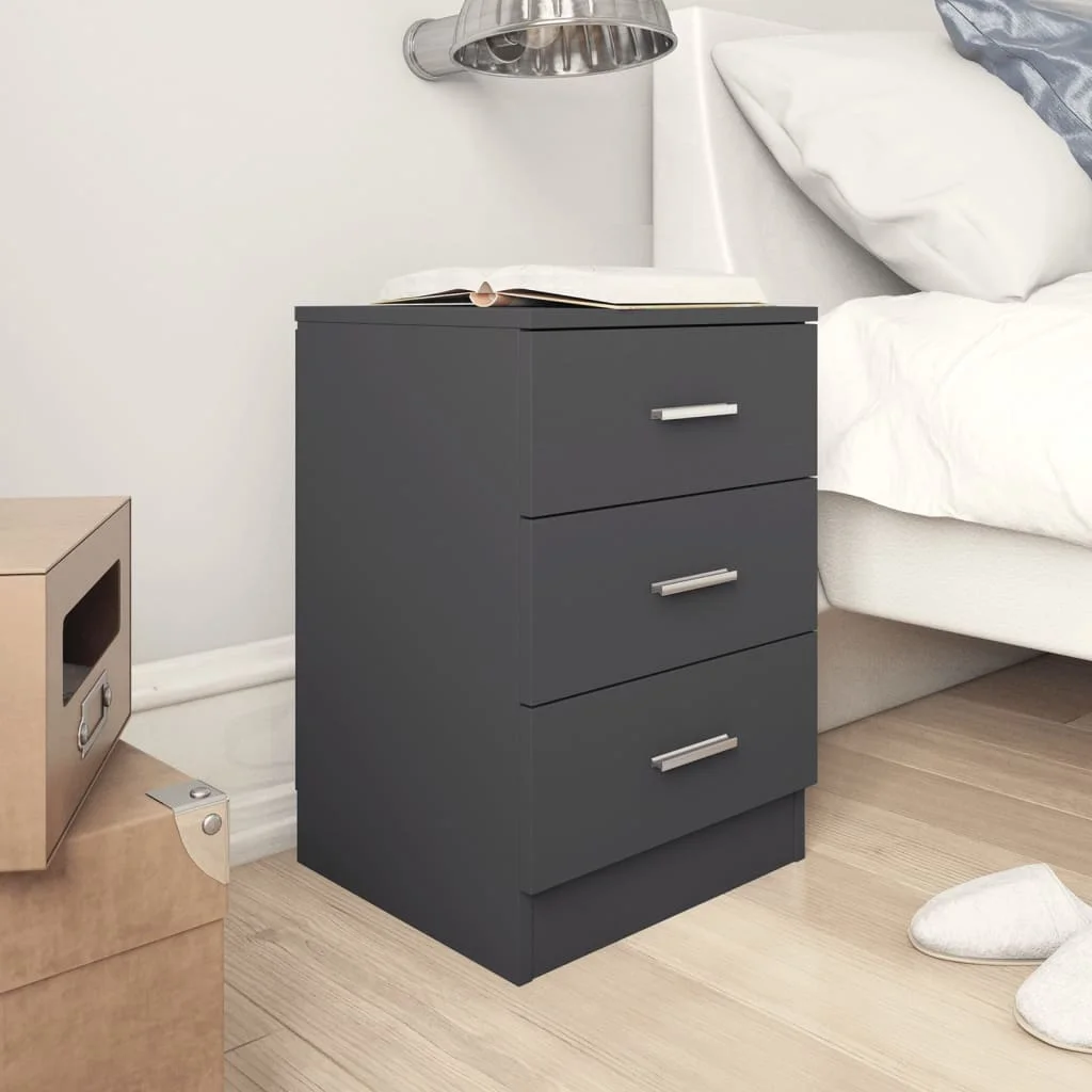 

2 pcs Bedside Cabinet, Chipboard Nightstands, Side Table, Bedrooms Furniture Grey 38x35x56 cm