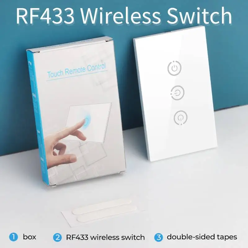 

RF433 Remote Control Switch Can Be Freely Attached To Wireless Switch 1/2/3Gang Light Wall Button Smart Home Touch Switch Brazil