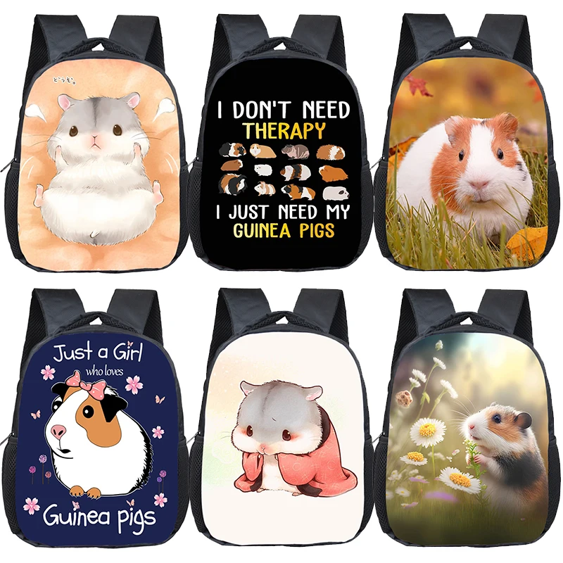 Cartoon Hamster / Pet Guinea Pig Print Backpack for 2-4 Years Old Kids Schoolbags Boy Girl Kindergarten Baby Toddler Bookbag