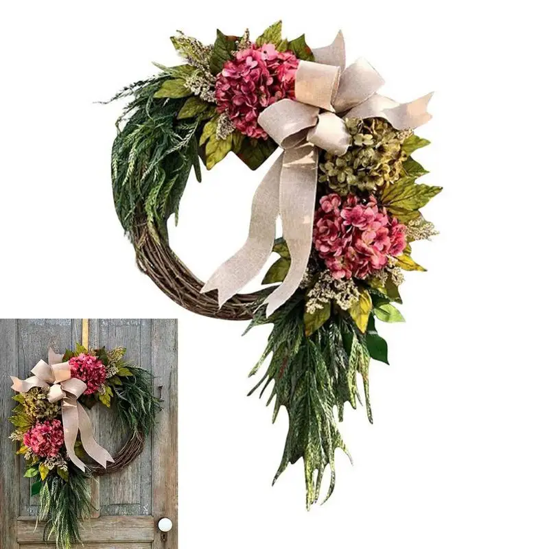 

Front Door Wreath 15.75-inch Artificial Hydrangea Wreath Home Party Festival Wedding Decor For Indoors Outdoors Walls Doors
