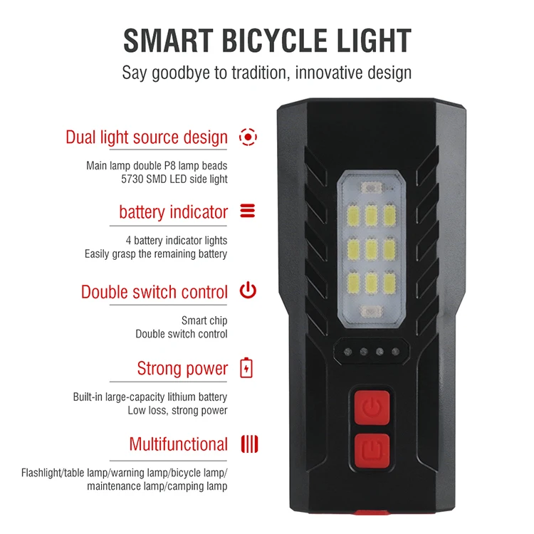 Фсветильник рь велосипедный передний 700 лм перезаряжаемый от USB 2400 мА · ч