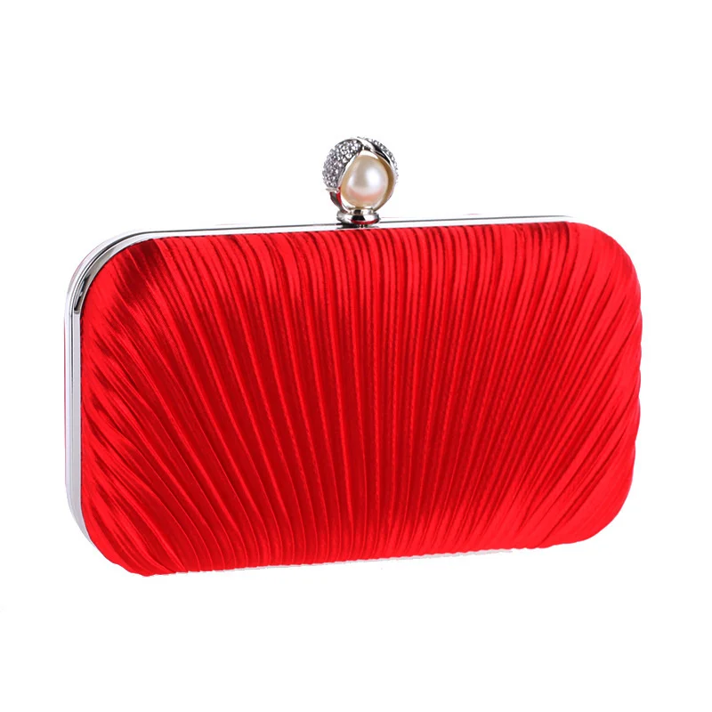 

Red Women's Bag Satin Handbag New Shoulder Bag Bridal Wedding Evening Bag Clutch Party Purse Makeup Bag XST213-A