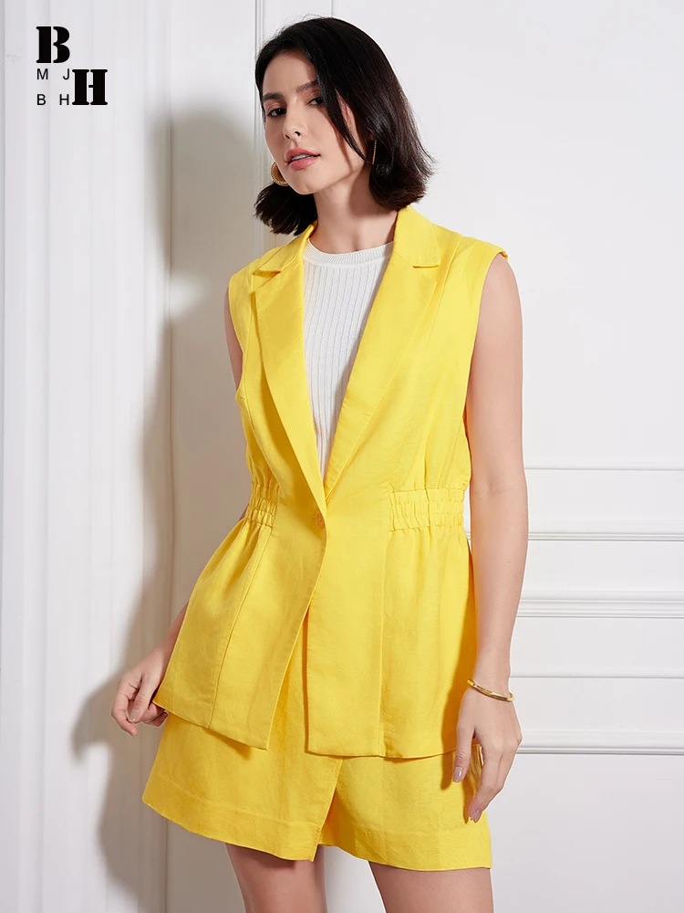 Деловой желтый стиль женские топы из хлопка и льна официальный простой офисный