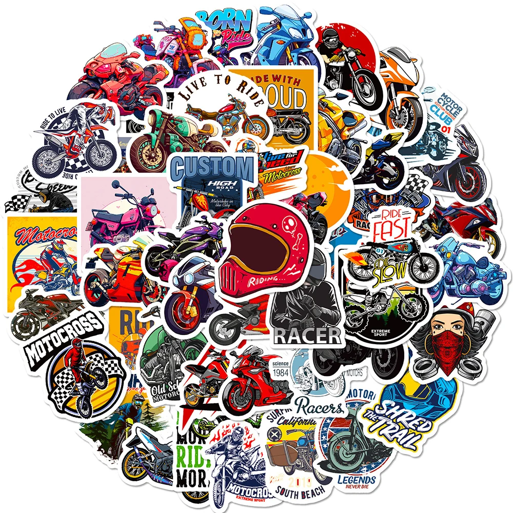 

10/30/50pcs Cool MTB Motorcycle Stickers Cartoon Toys Decal Skateboard Notebook Laptop Stationery Waterproof Sticker for Kids