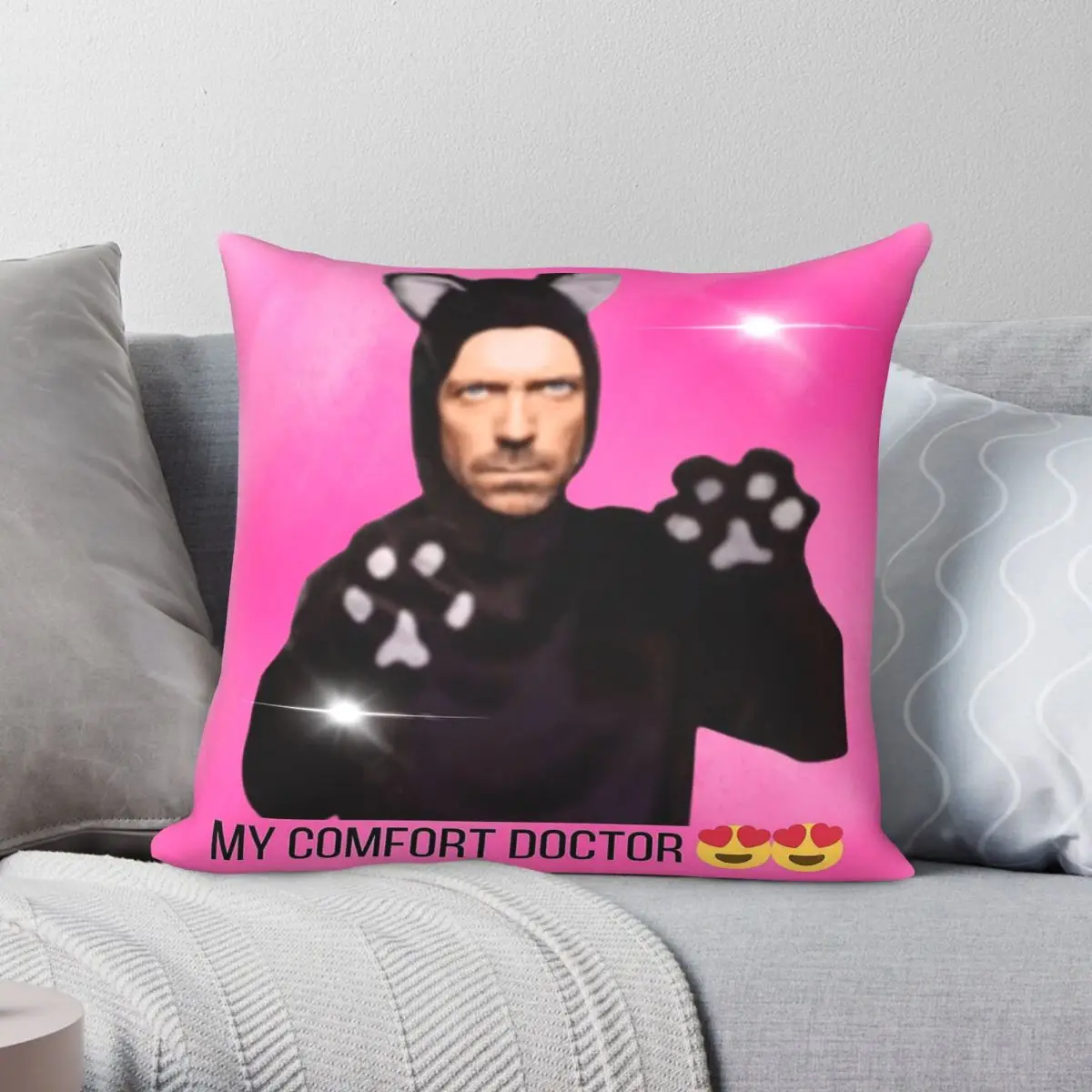 Фото Квадратная наволочка House Md My Comfort Doctor Cat из полиэстера, льна и бархата с принтом и декоративной молнией, чехол для подушки, 18 дюймов №1