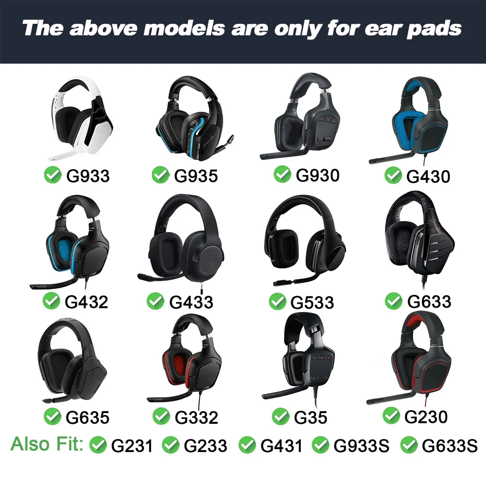 Фото Амбушюры, совместимые с Logitech G35 G930 G933 G933S G935 G633 G633S G635 G533 Амбушюры из пены с эффектом памяти, сменные накладные подушки №2