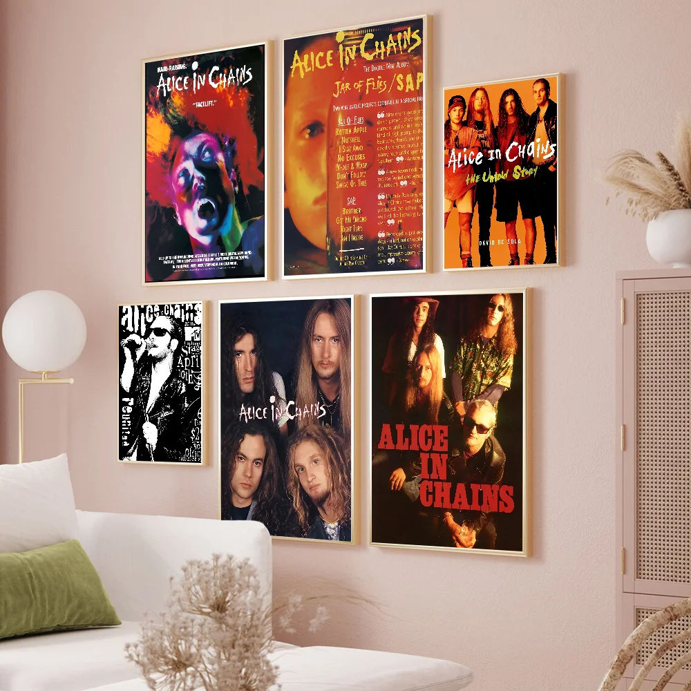 A-alice I-in C-chains Ретро Стиль Плакат Наклейки Hd Качественный Клей Изображение Для