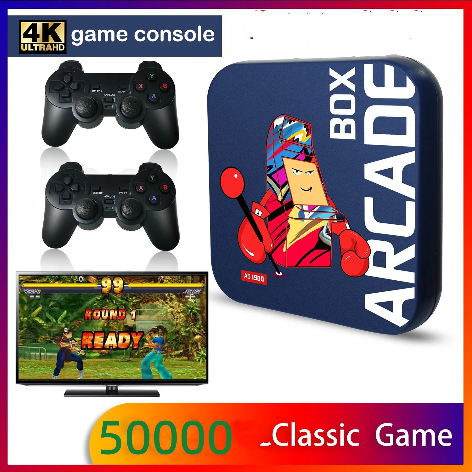 

Classic Retro 50000 Super Games Arcade Box for PSP/PS1/Naomi Monitor Portable 4K HD TV Projector Video Game Console