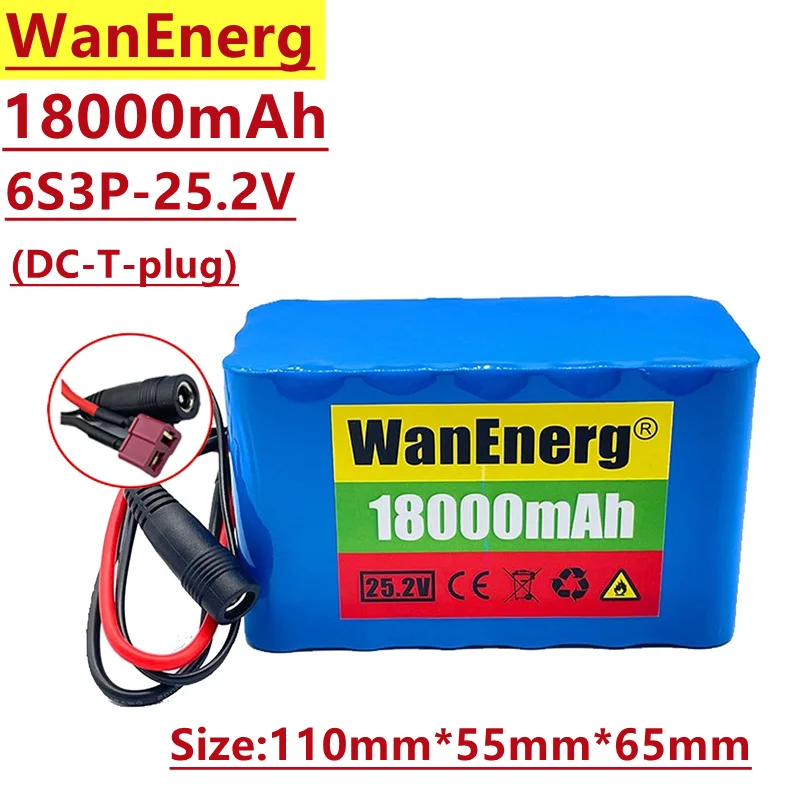 

25V / 24V lithium ion battery pack, 6s3p 18000mAh, for outdoor power supply, electric toy car, built-in BMS charging protection