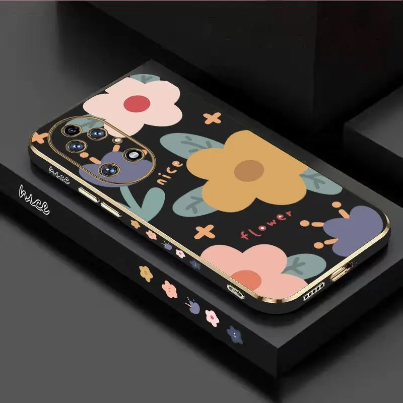

Warm Flowers Luxury Plating Phone Case For Huawei P40 P30 P50 P40 Lite P20 Pro Nova 10SE 9SE Mate 50 40 30 Pro Cover