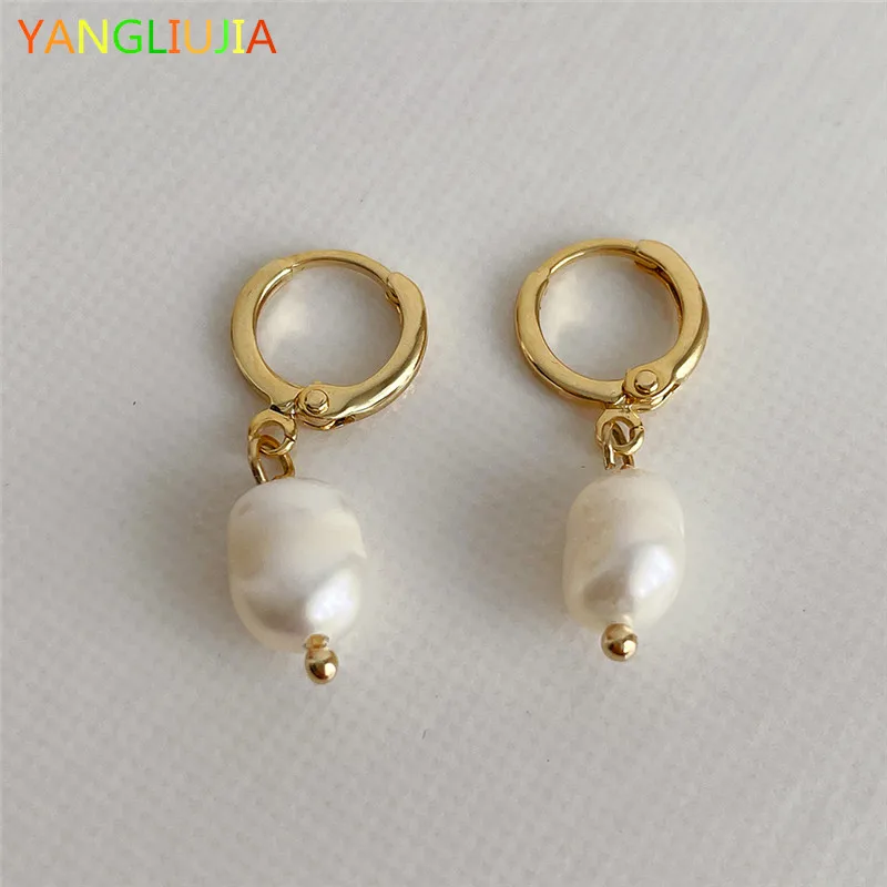 

The Baroque Freshwater Pearl Pendant Earrings European American Style Personality Fashion Circle Earrings Ms Girl Jewelry 2022