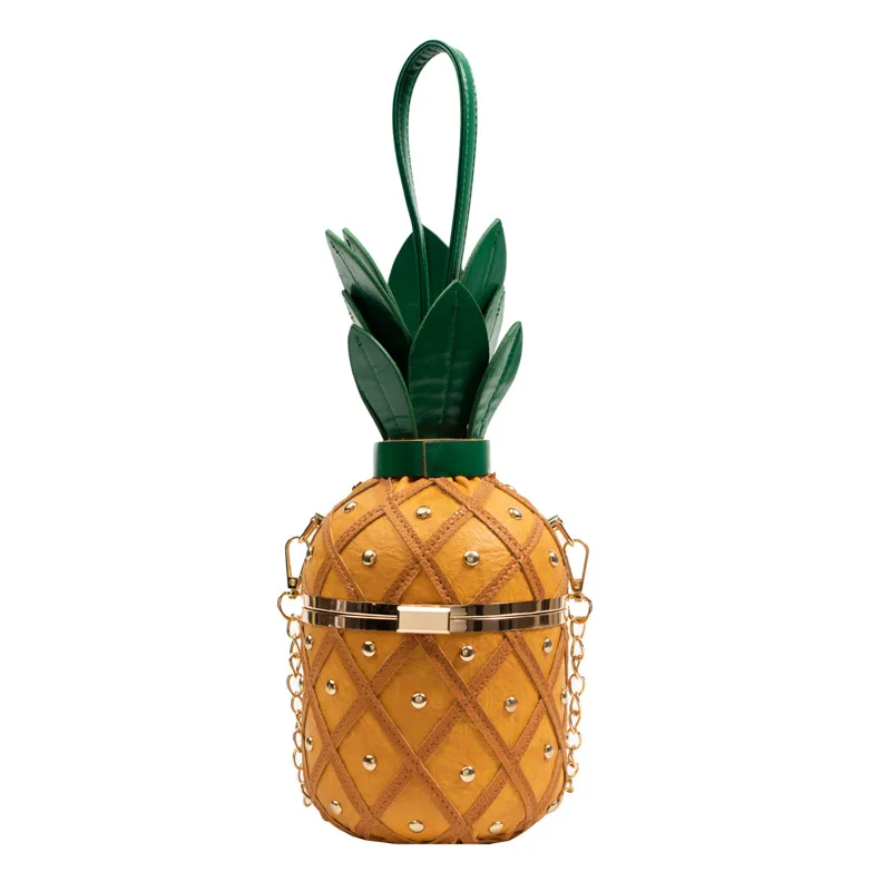 Kawaii Girl Women Bag 2022 Fashion Cute Pineapple Design Shoulder Bag Originality Design Ladys Crossbody Bag Metal Chain Handbag images - 6