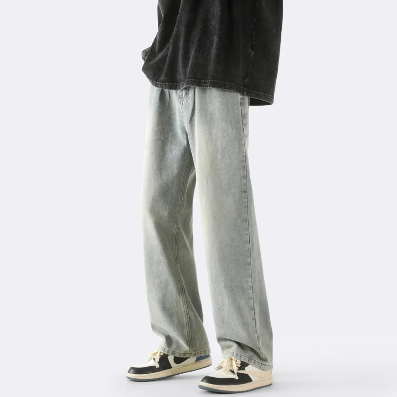 Blue Black Baggy Jeans Men Fashion Retro Straight Jeans Men Japanese Streetwear Hip-hop Loose Denim Pants Mens Trousers M-2XL