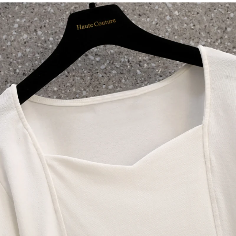 Женская Однотонная футболка с коротким рукавом и V-образным вырезом