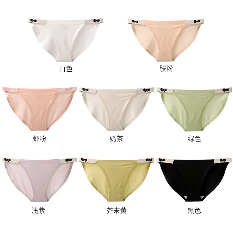 

Bikini Sexy Panties Women's Thin Belt Milk Silk One Belt Narrow Side Bow Panties Women's Ice Silk Solid Color Briefs Breathable