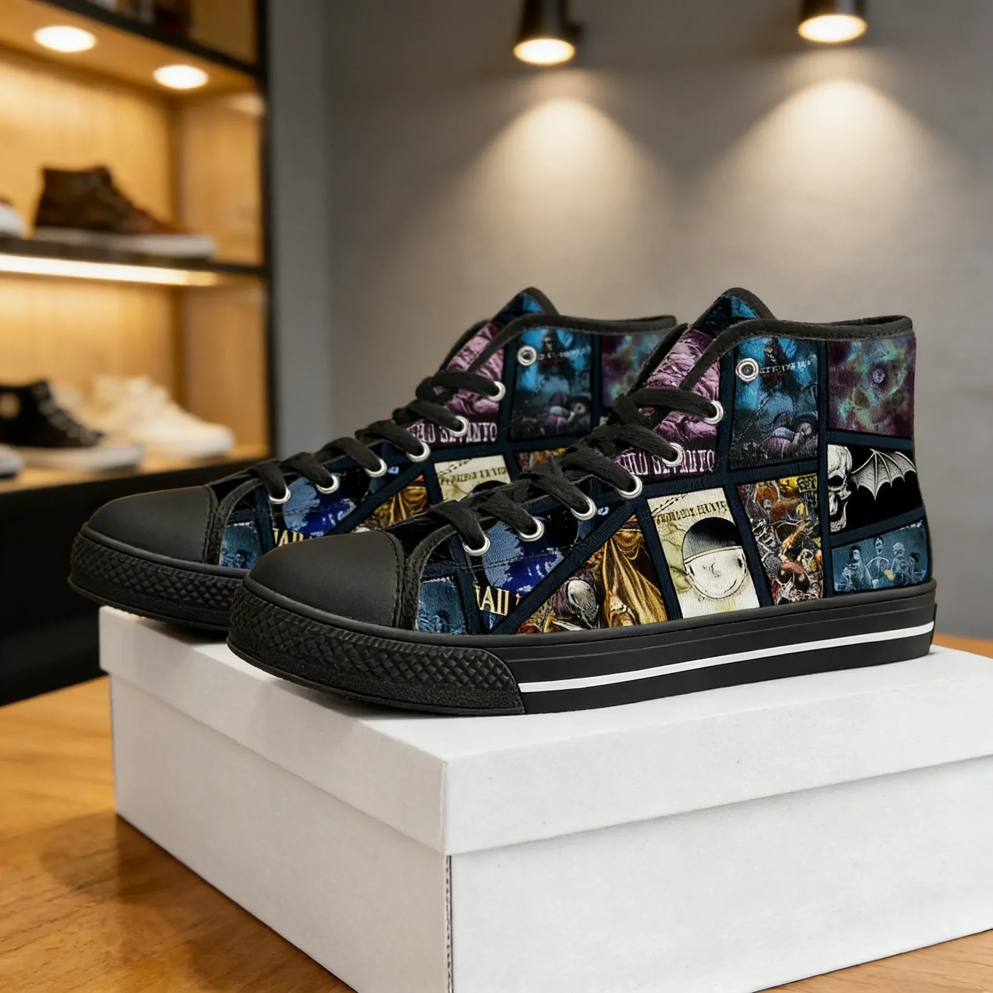 Фото Кеды Avenged Sevenfold A7X Custom High Top из канваса для мужчин и женщин, повседневная обувь унисекс для пар №1