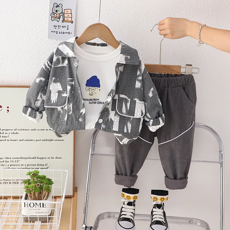 

Boys Clothes Sets Spring Autumn Children Jackets T-shirts Pants 3pcs Tracksuits For Baby Boy Casual Suit Kids Outfits Costume 5Y
