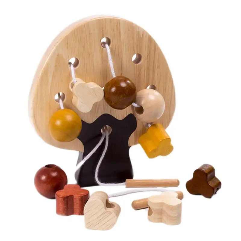 

Wooden Toys Montessori Baby Toys DIY Forest Threading Beads String Lacing Puzzle Educational Crafts Toys For Children Kids