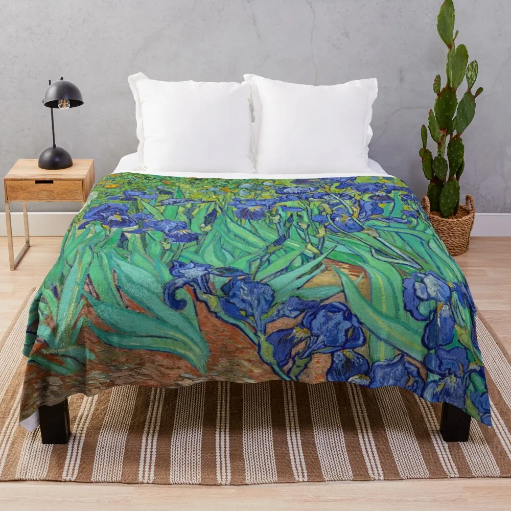 

Irises HD (1890) by Vincent Van Gogh Throw Blanket custom blankets