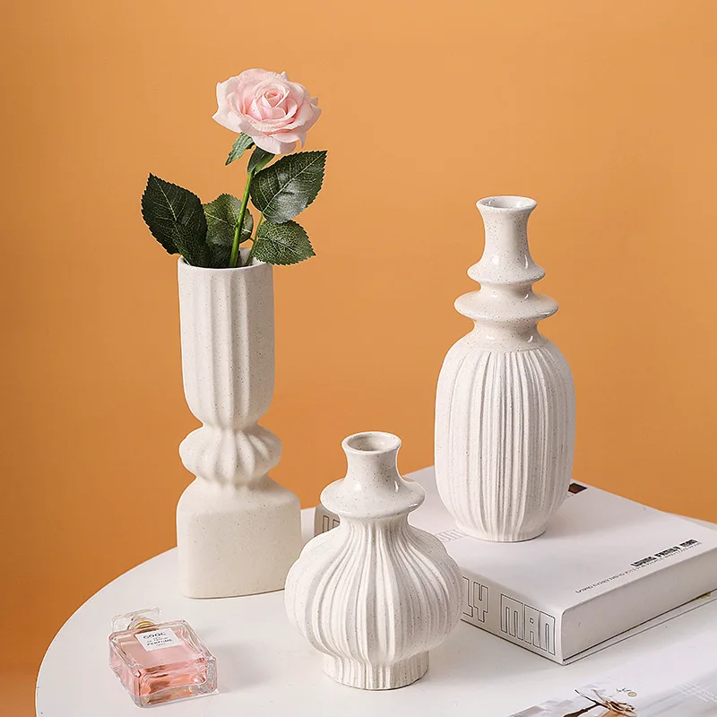 

Геометрическая керамическая ваза в скандинавском стиле, украшения для гостиной, настольный контейнер для цветов, свадебная ваза для украше...