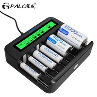 palo 8 slots battery charger intelligent fast lcd display usb charger for aa aaa c d size ni mh ni cd rechargeable battery