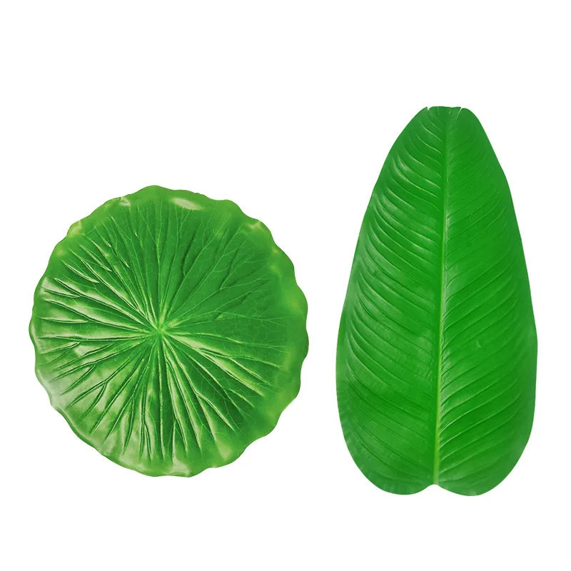 

15pcs Green Film Covered Silk Leaf Lotus & Bananas Tropic Style Dinner talbe deco DIY wedding Birthday party Location home decor
