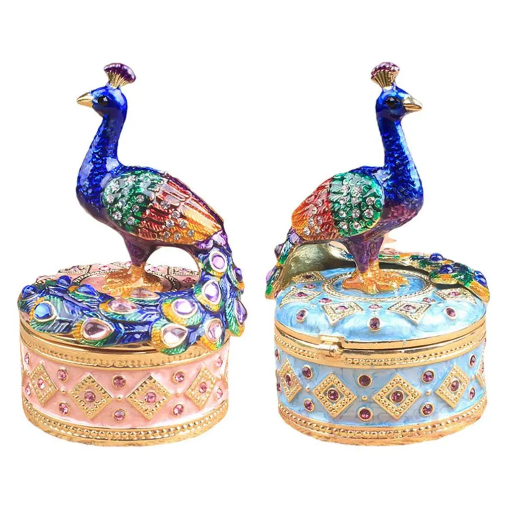 

Enameled Peacock Trinket Box Office Decoration Wedding Party Favor Box