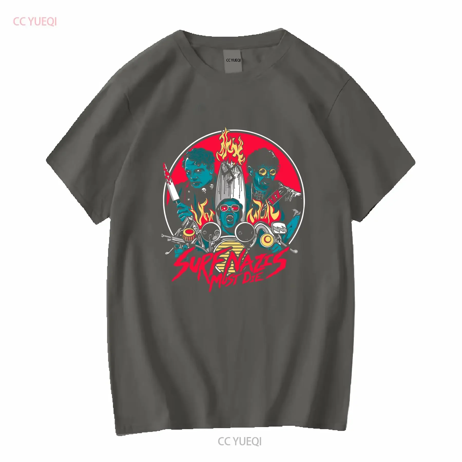 Фото Эксклюзивная футболка Surf Nazis Must Die с длинными или короткими рукавами, винтажная, с растянутым рисунком, дышащая, универсальная №4