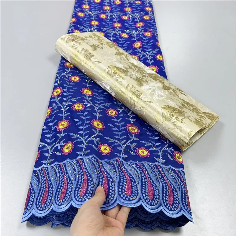 5 ярдов тяжелая вышивка бисером африканская 100% хлопчатобумажная ткань с