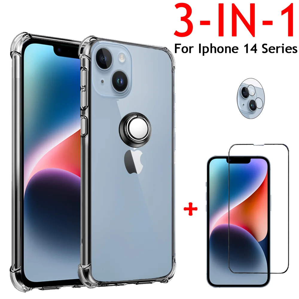 

Back Cover/coque/funda For iphone 14 pro Transparent Case iphone14 plus i phone 14pro Case Soft Silicone Case iphone 14 pro max Ring Holder ip14 pro max Silicon Anti-Fall Case iphone 14pro 2022 Glass Camera Protection