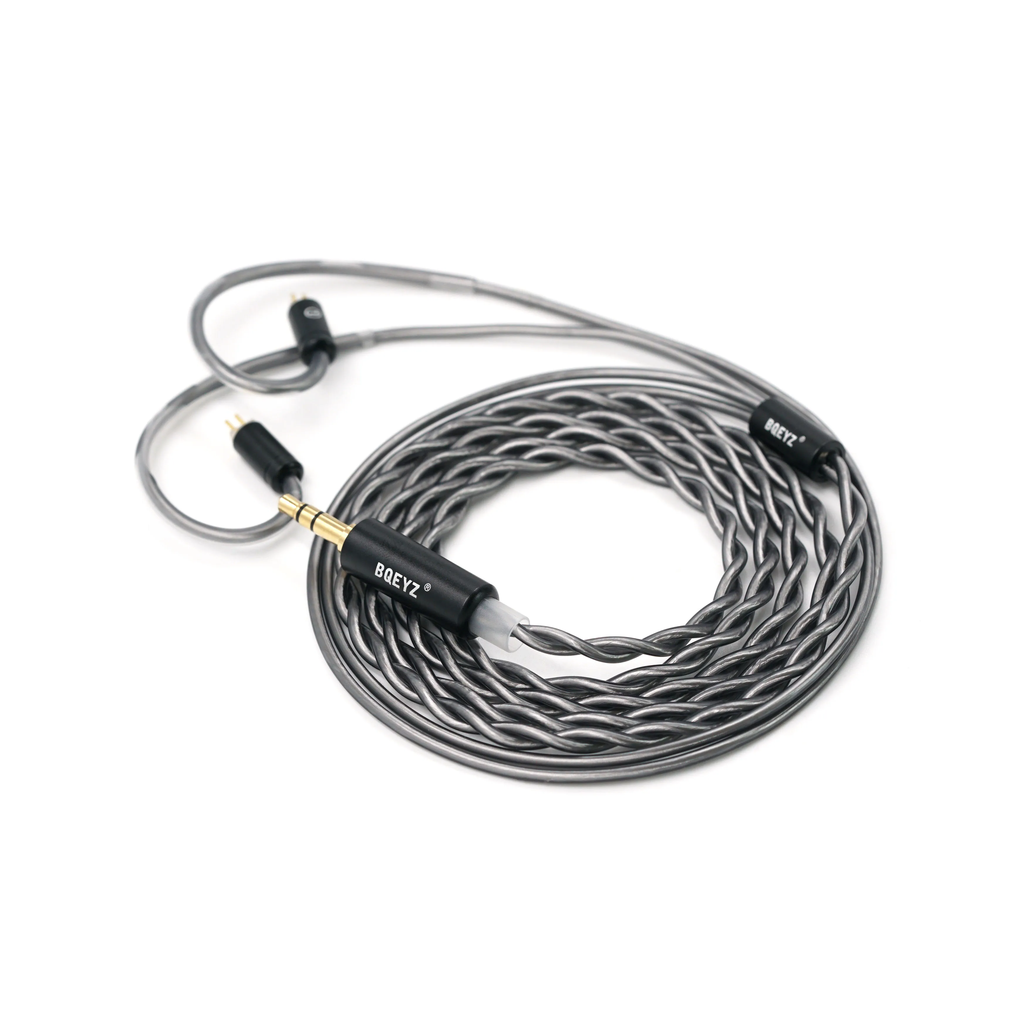 Фото BQEYZ BQ10 12 мм ПЭТ динамический драйвер наушники-вкладыши HiFi проводные игровые наушники IEM 0,78 мм 2-контактный съемный посеребренный кабель OFC №4