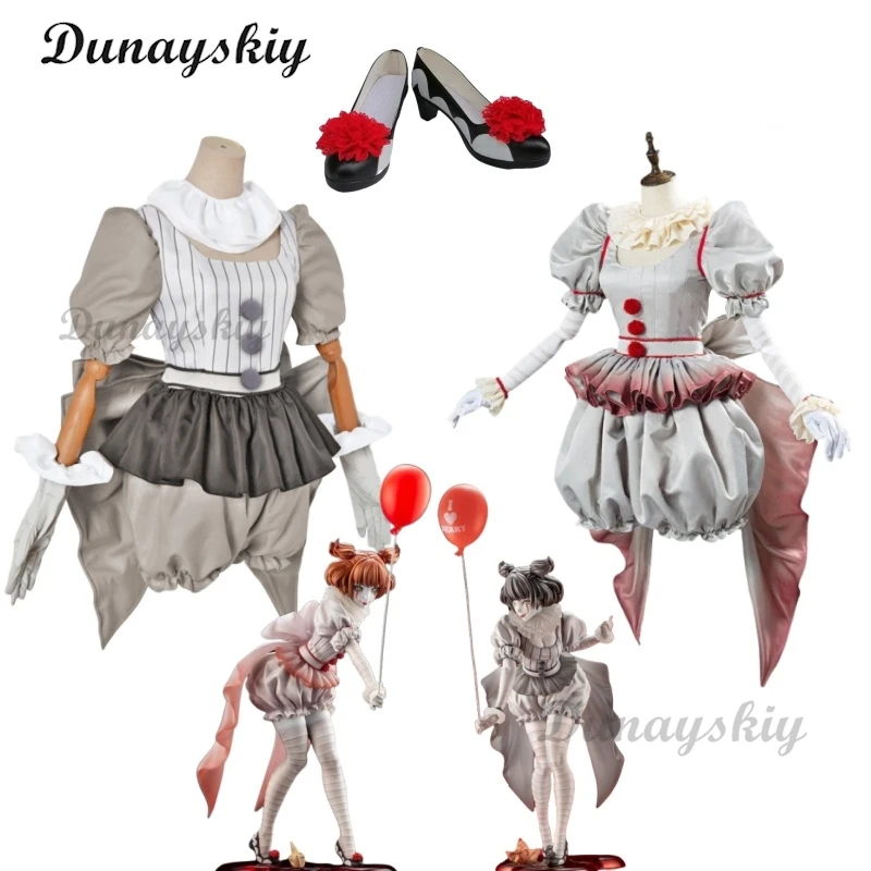 Фильм Клоун Пеннивайз Косплей Костюм Genderswap Хэллоуин Ужасы Лолита Одеваются