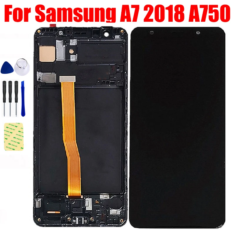 

For Samsung Galaxy A7 2018 LCD SM-A750F A750F A750 LCD Display Screen Panel Touch Screen Digitizer Sensor Assembly Frame