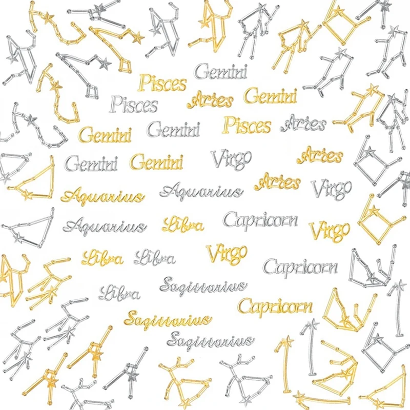 

96Pcs Zodiac Sign Charms Twelve Zodiac Theme Resin Fillers 12Star Word Message Charms for DIY Embellishment Jewelry