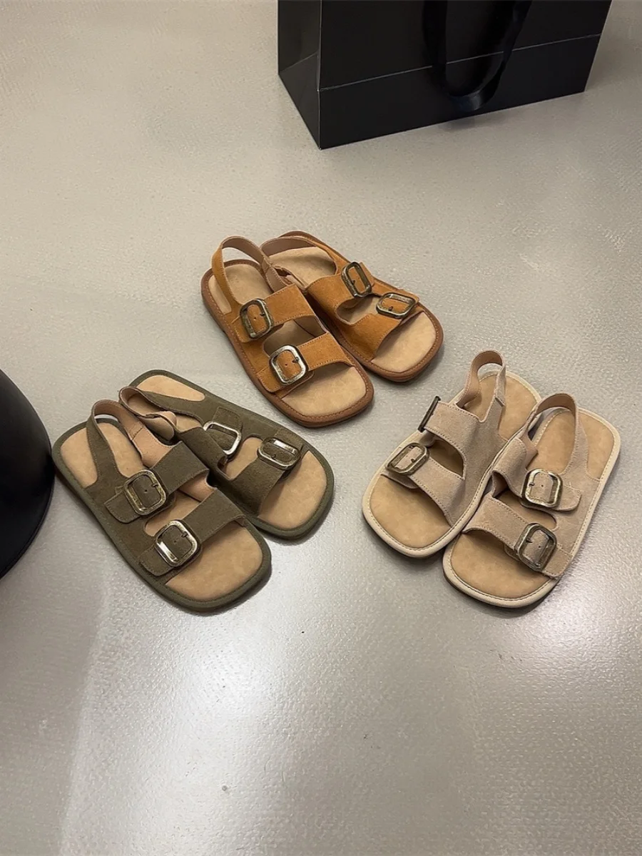

Сандалии женские на каблуке, универсальные мягкие Бежевые босоножки с ремешком и пряжкой, с открытым носком, лето 2023